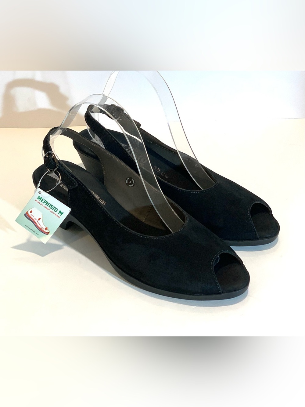 Mephisto Magdalena Black Suede Slingback Pumps US 8